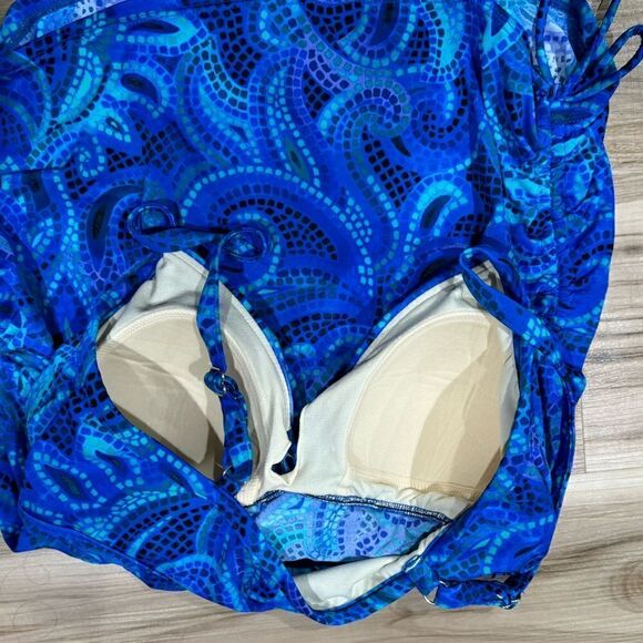 Trimshaper Blue Tankini Top Swimsuit Women’s 12 - Picture 4 of 5